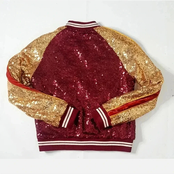 Dance & Marvel Women's Full Zip Retro Y2k DiscoGlitter Bomber Jacket Size  Small - Picture 2 of 8